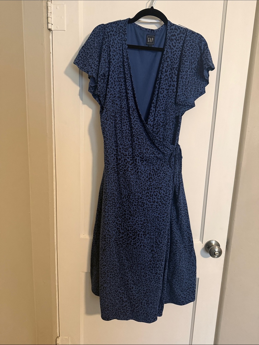 GAP Navy Blue Leopard Wrap Dress